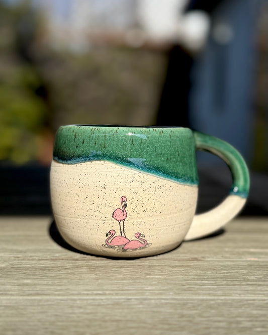 Flamingos by the Ocean Mug 🦩🌊