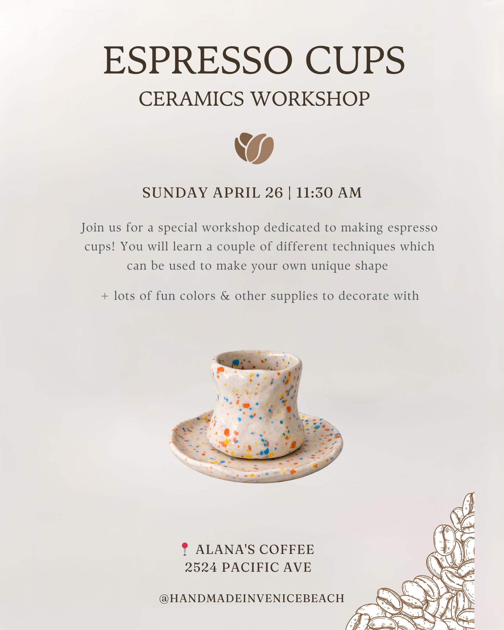 April 26 | Espresso Cups ☕️ Ceramics Workshop @ Alana's Coffee