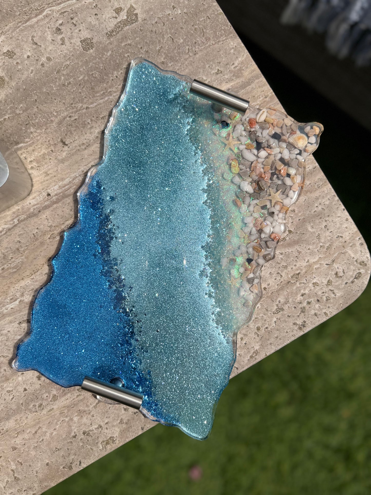 🌊✨ Ocean shimmer tray