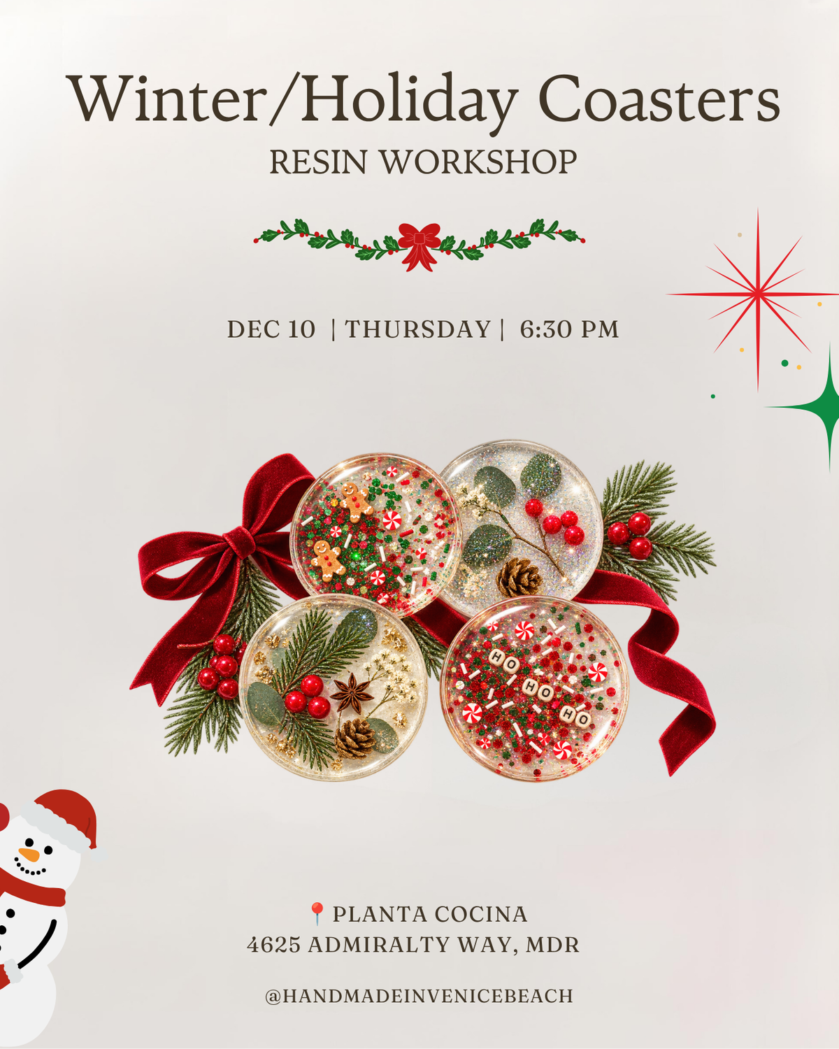 December 10 | 🌸 ❄️ Winter/Holiday Coaster Workshop @ Planta (MDR)