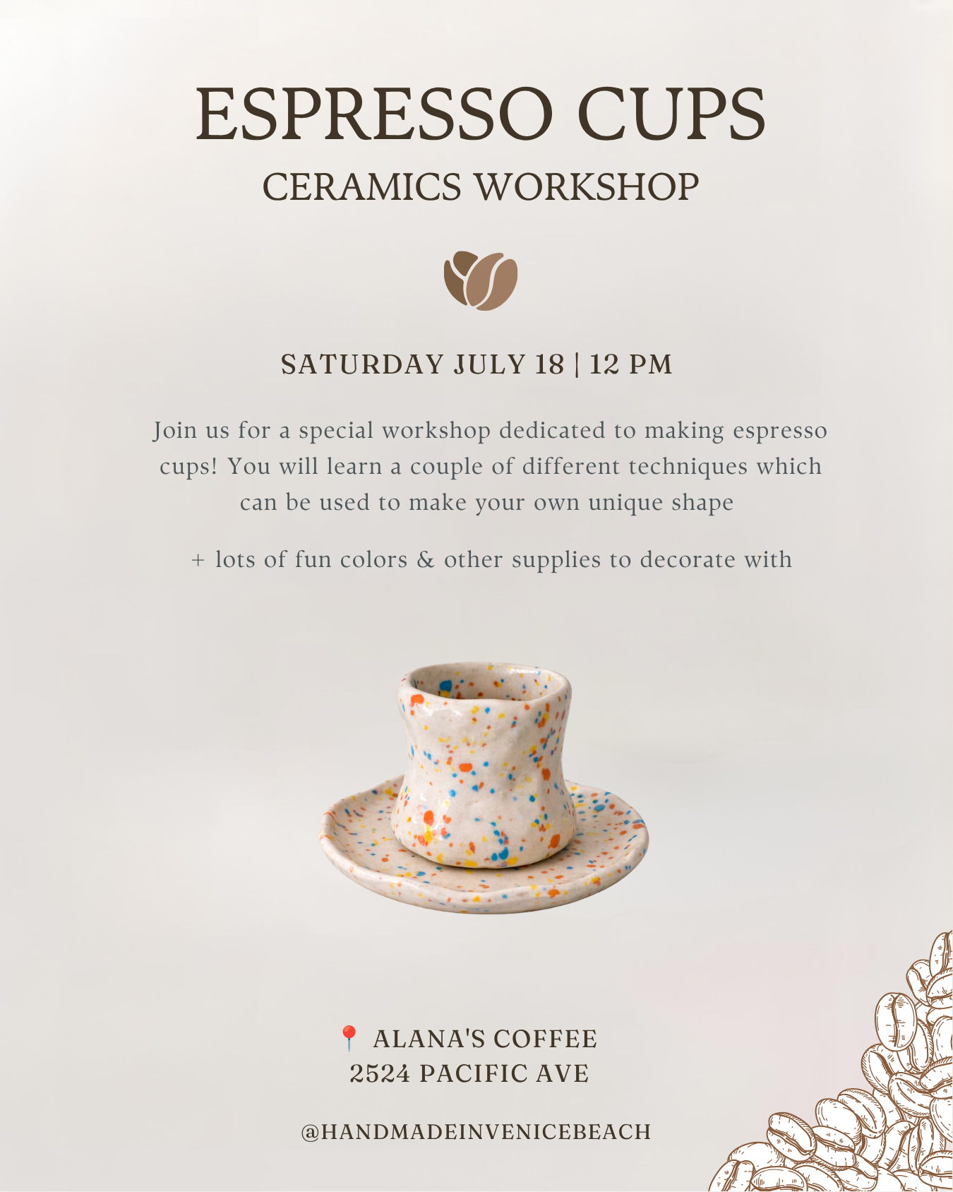 July 18 | Espresso Cups ☕️ Ceramics Workshop @ Alana's Coffee