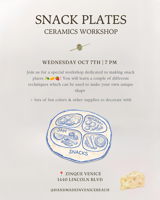 October 7 | 🫒🧀 Snack Plate Ceramics Workshop @ Zinqué Venice