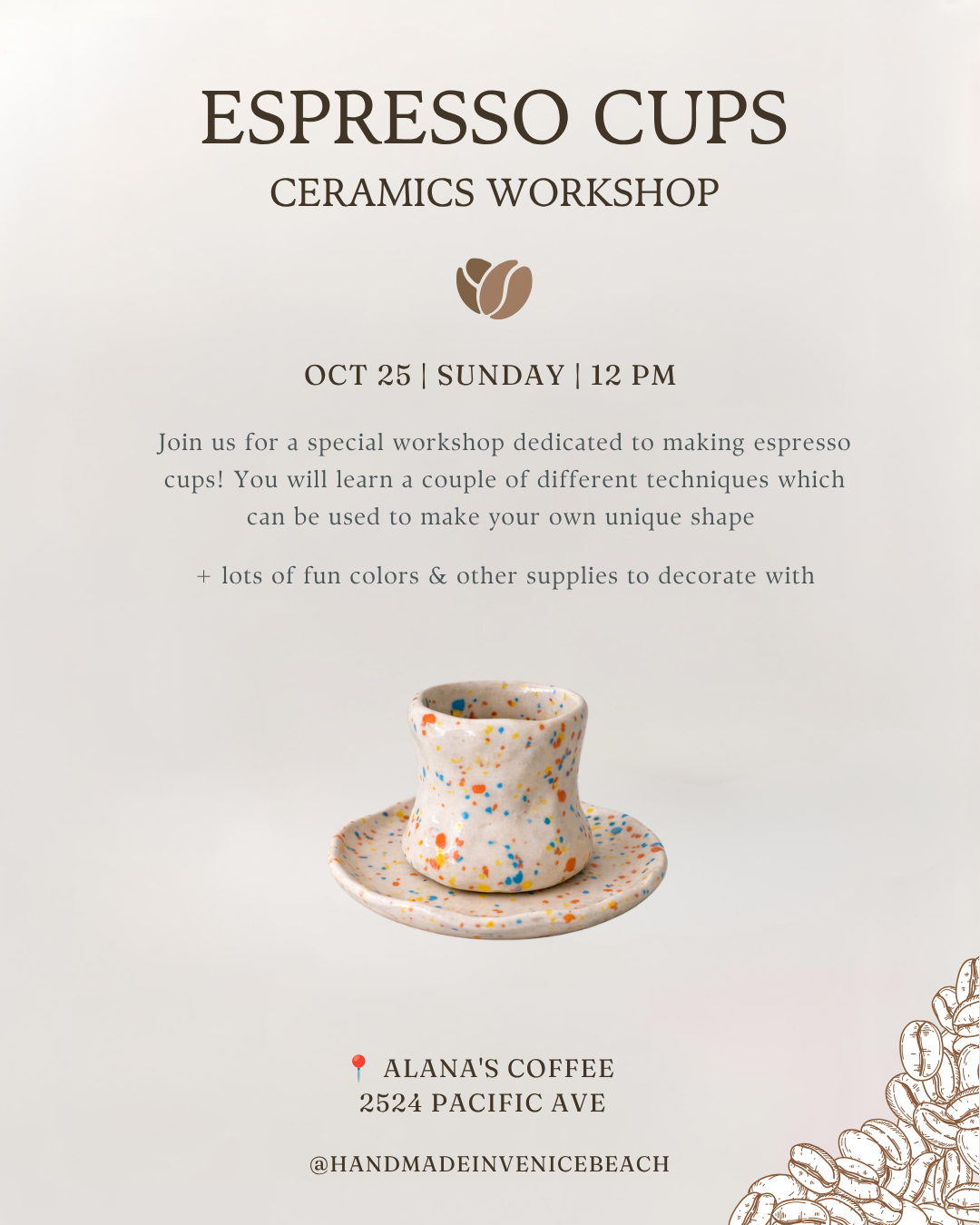 October 25 | Espresso Cups ☕️ Ceramics Workshop @ Alana's Coffee