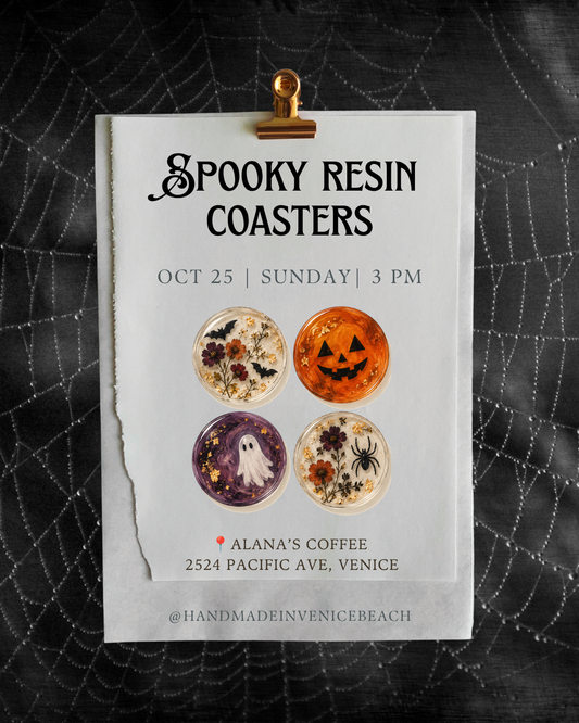 October 25 | 🎃👻 Spooky Coaster Resin Workshop @ Alana's Coffee (Venice)