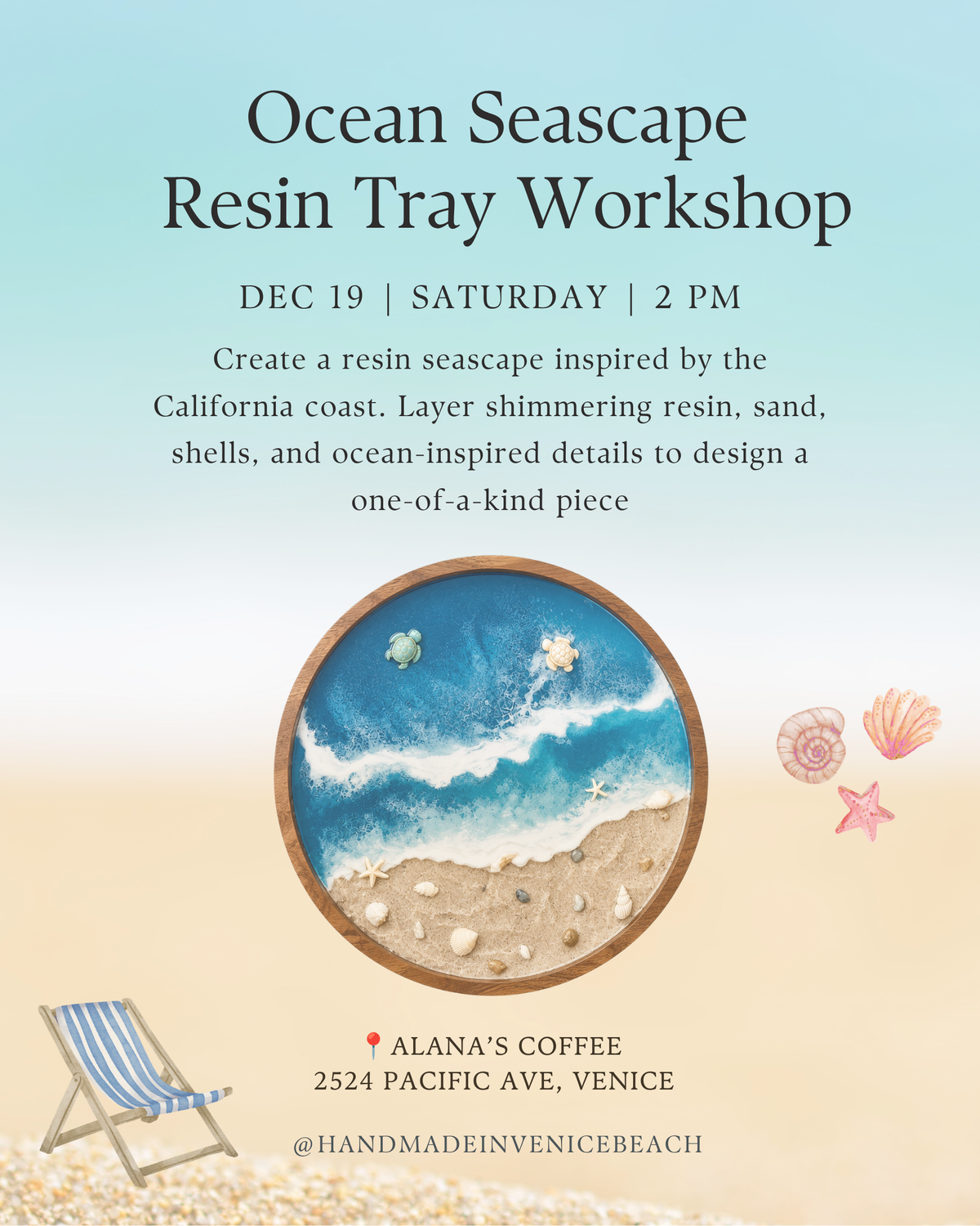December 19 | Ocean Seascape Resin Tray Workshop @ Alana's Coffee