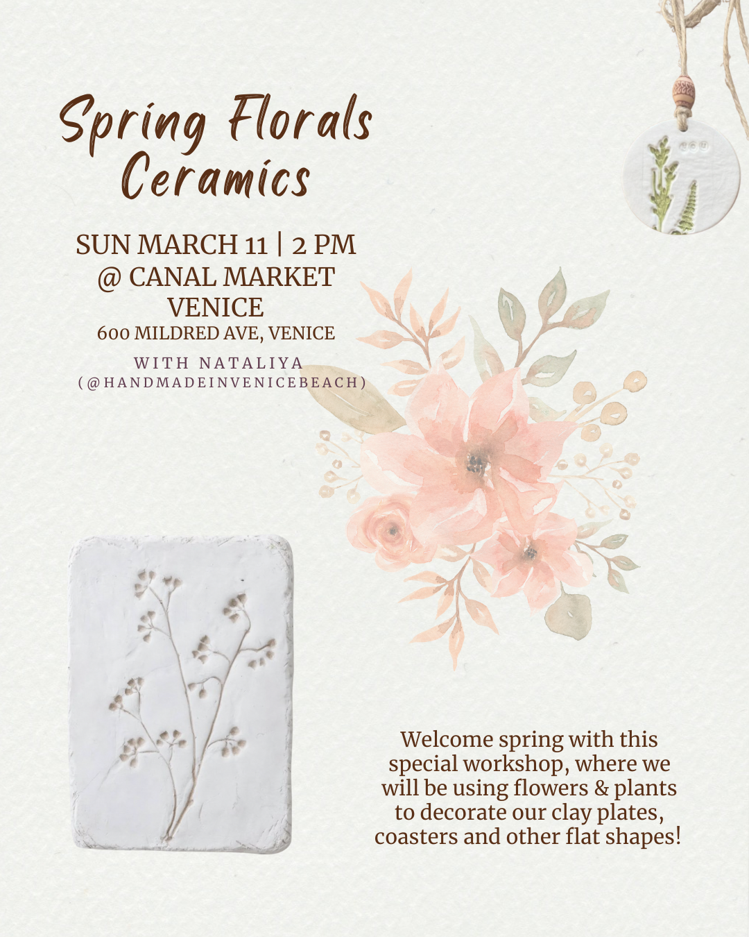 May 11 | 💐 Spring Florals Ceramics @ Canal Market Venice